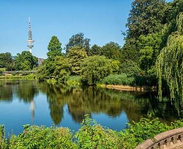 Der Fernsehturm in Hamburg und der Park
