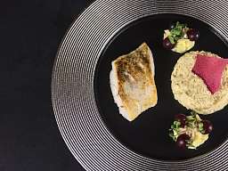 Zanderfilet mit Rahmsauerkraut, Trauben und Riesling Sauce 