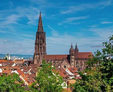 Blick auf das Freiburger Münster und die Altstadt