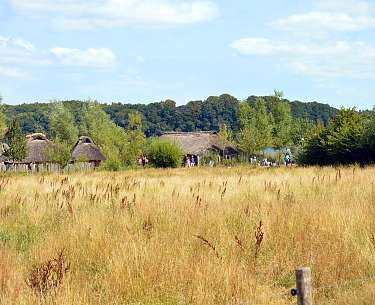 Blick auf Wikingerstadt Haithabu