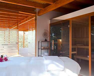 Blick in das Saunahaus